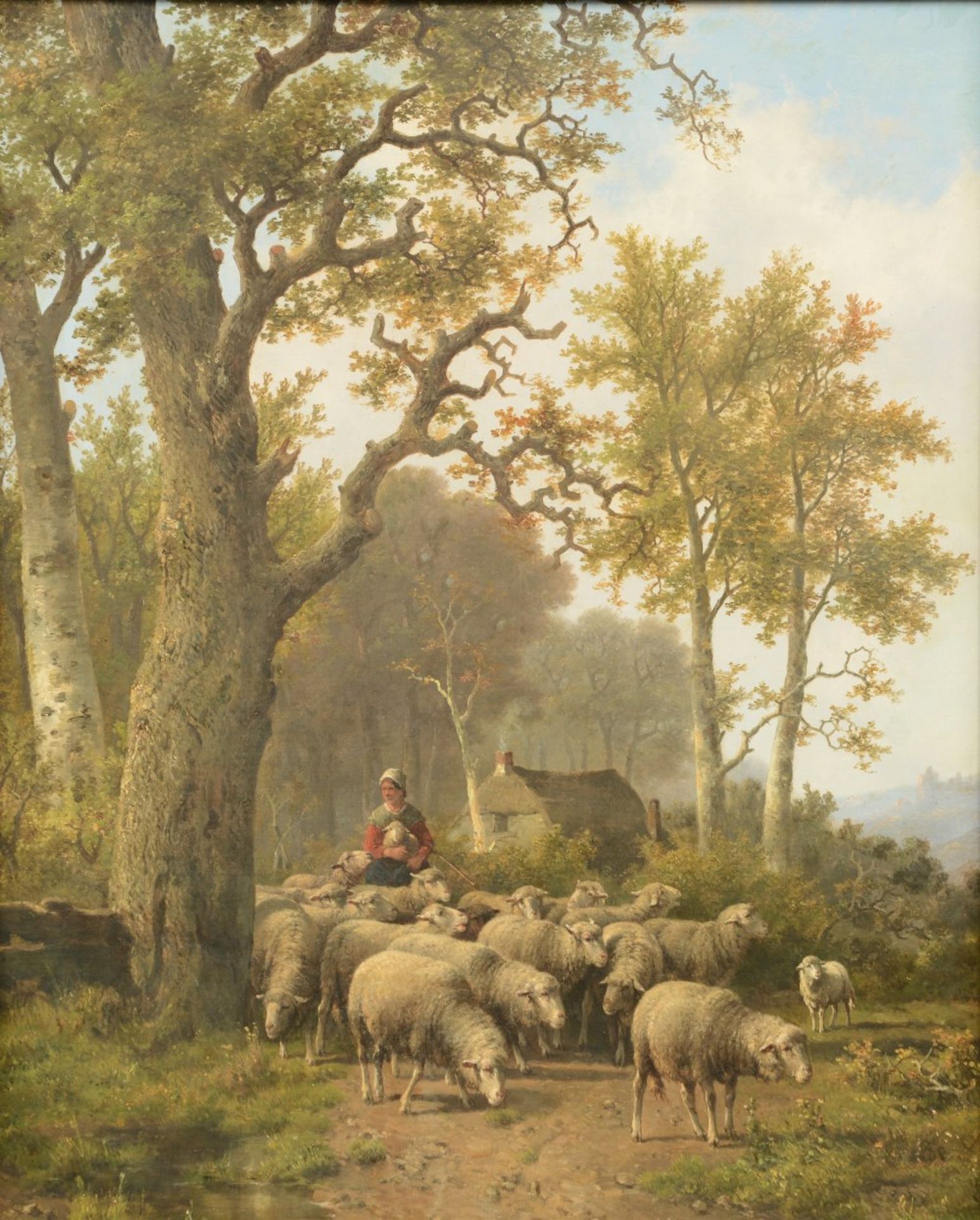 Unsigned (attr. to Koekkoek H.P.), a sheperd and his cattle, oil on canvas, 19thC, 76 x 101 cm - Image 3 of 4