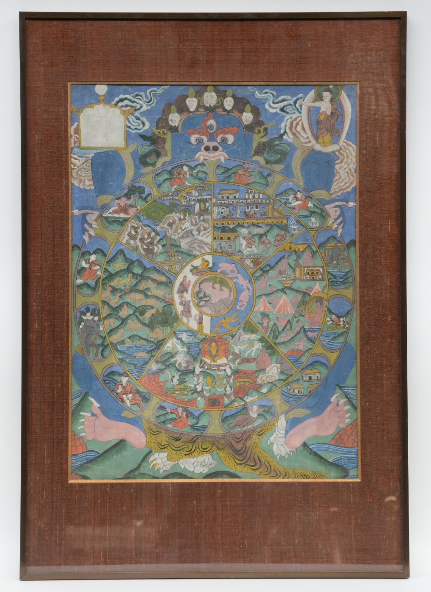 A 19thC Tibetan tanka, 42 x 58,5 cm - Bild 2 aus 3