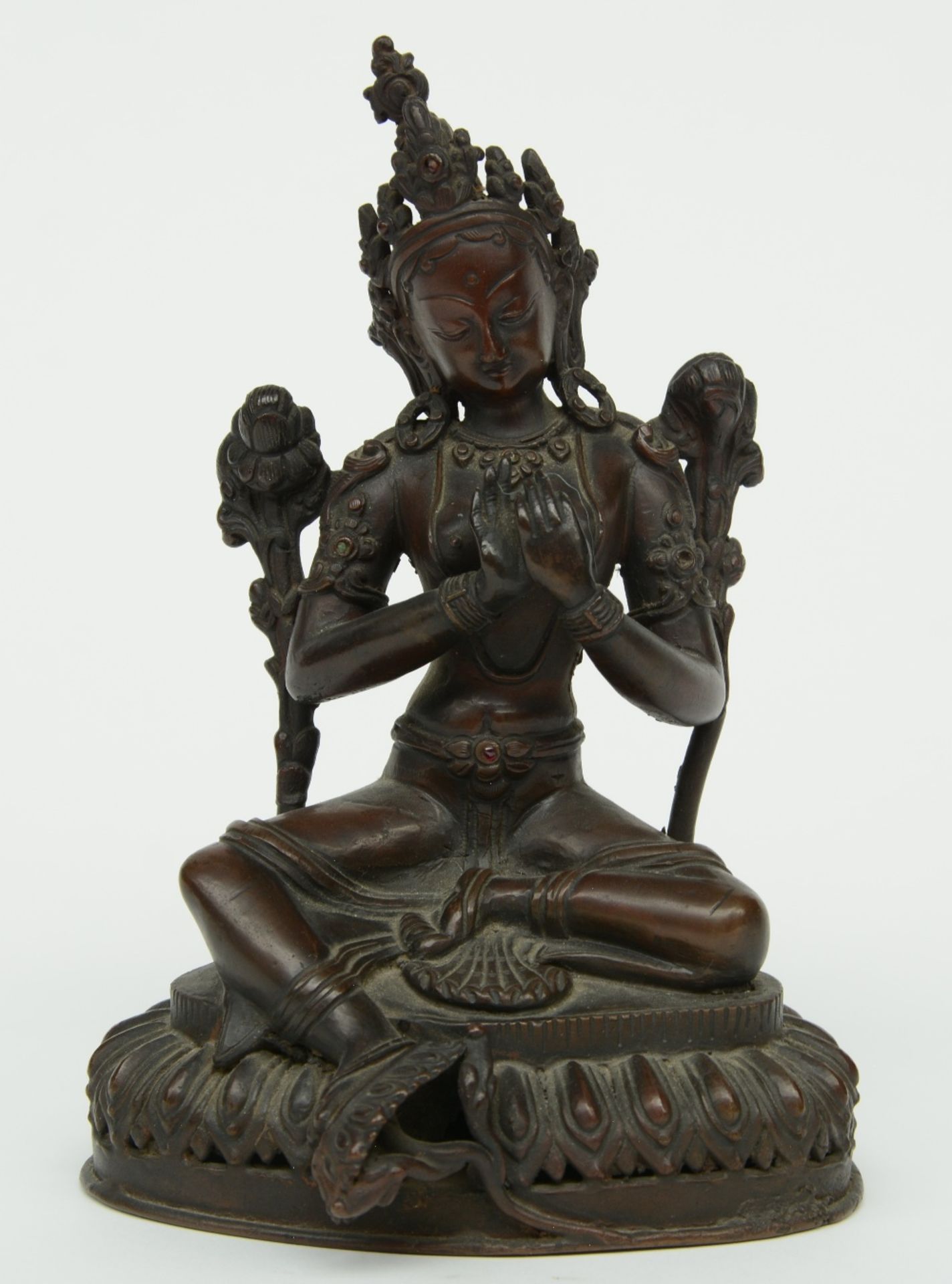 An Oriental bronze Bodhisattva, H 18,5 cm