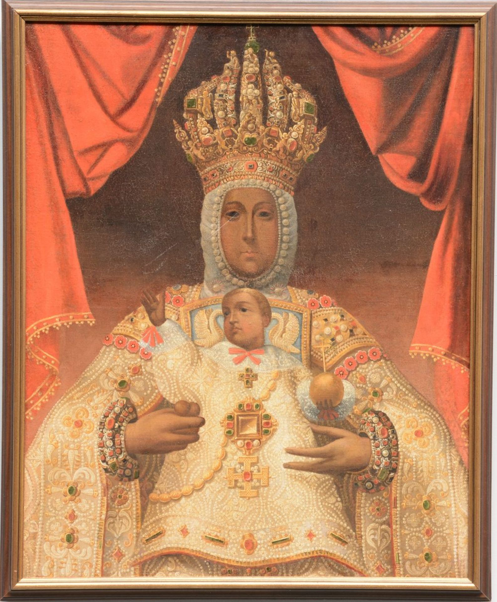 Unsigned, the Black Madonna and Child, oil on canvas, 18thC, 78 x 96,5 cm - Bild 2 aus 5