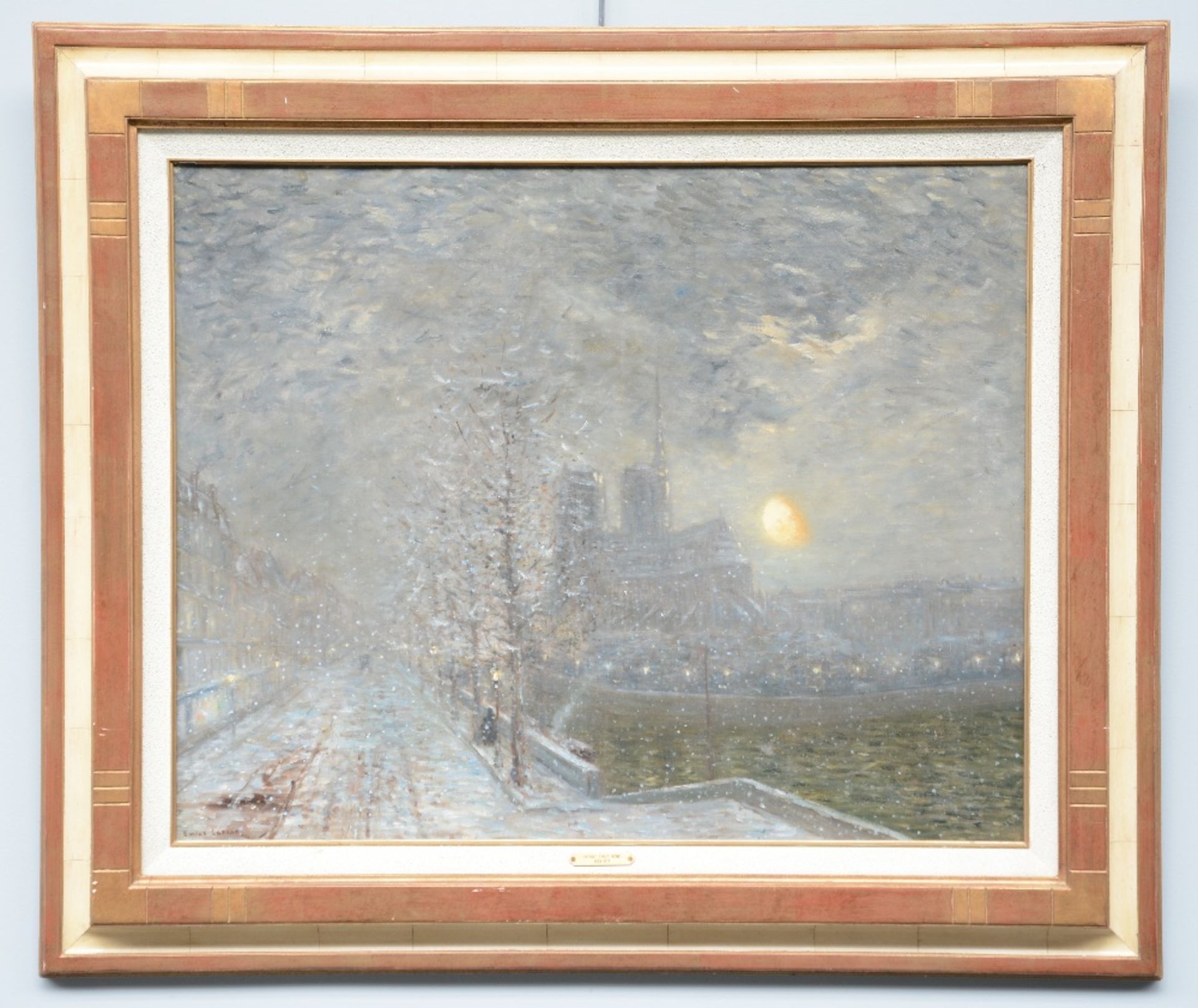 Lafont E.R., the cathedral of Notre Dame in Paris on a winter night, oil on canvas, 65,5 x 81,5 cm - Image 2 of 6