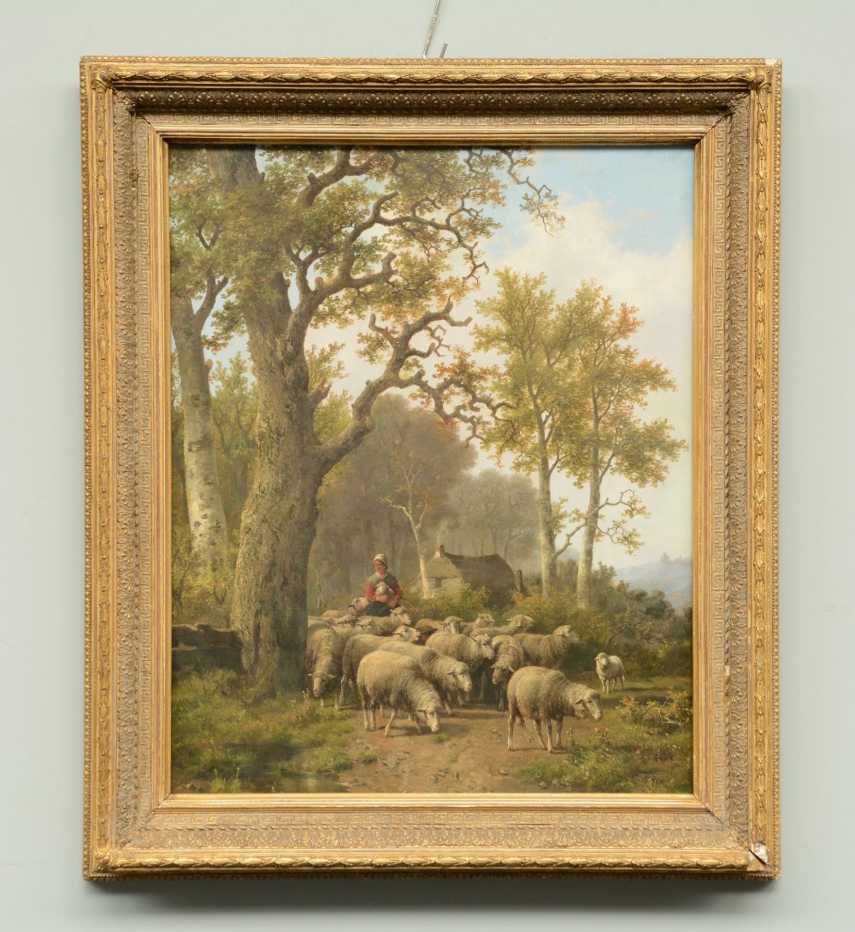 Unsigned (attr. to Koekkoek H.P.), a sheperd and his cattle, oil on canvas, 19thC, 76 x 101 cm - Image 2 of 4