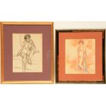 Lemmen G., two female nudes, one pastel and one drawing with Conté crayons, dated '28 mai 1913' - '