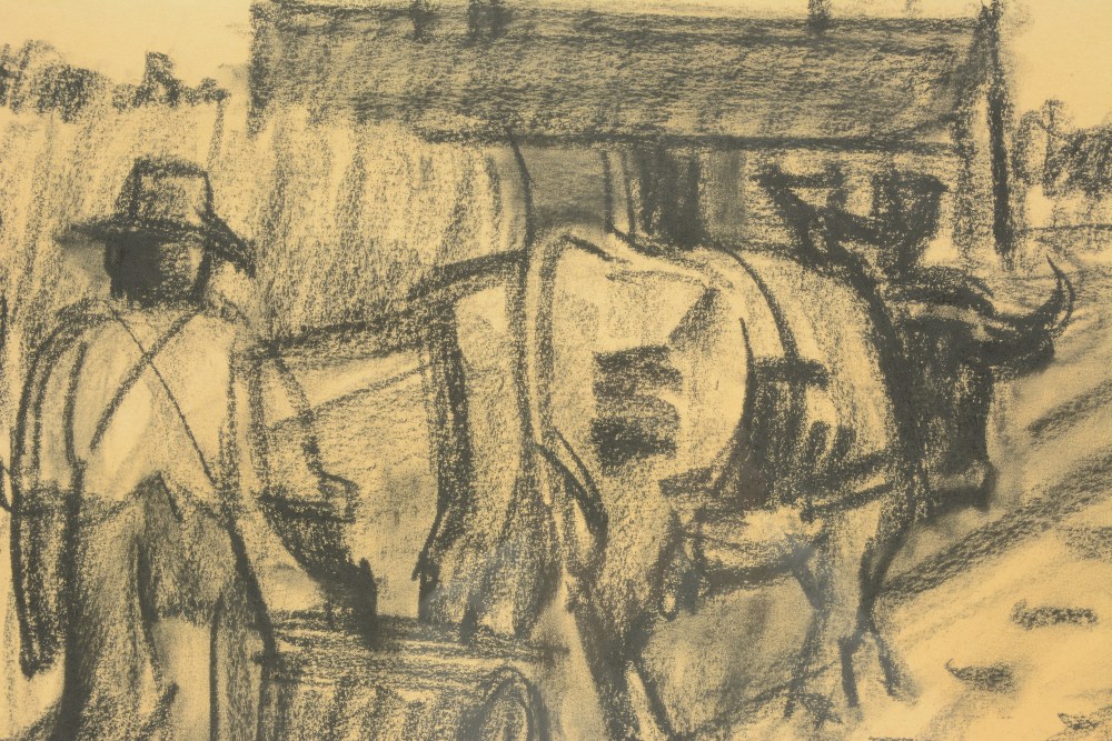 Malfait H., 'Farmer on his land', charcoal, 36 x 54 cm