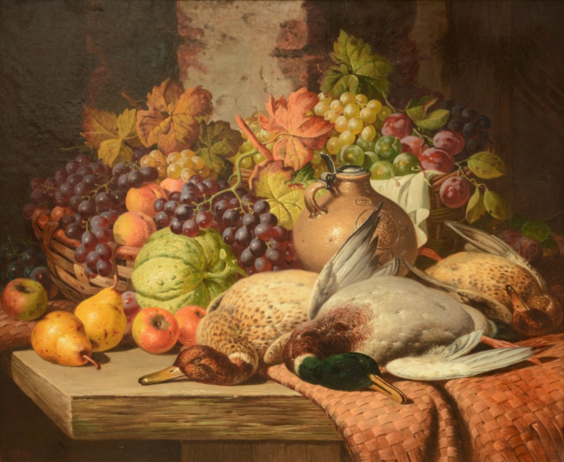 Bale Th., a still life with fruits and birds, oil on canvas, dated 1887, 71 x 92 cm - Image 3 of 6