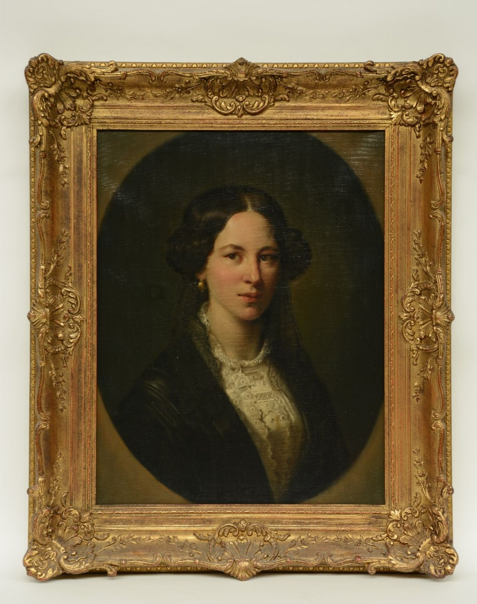 Unsigned, portrait of a lady, oil on canvas, 19thC, 50,5 x 65 cm (restoration)