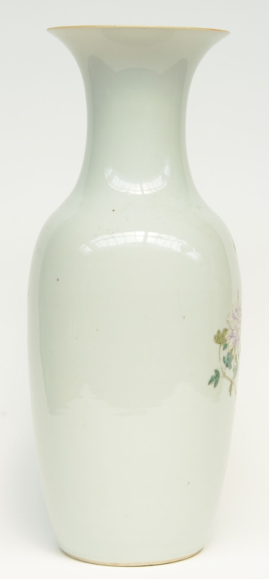 A Chinese famille rose vase decorated with flowerbranches, marked, H 59 cm (some flaking of the - Bild 3 aus 9