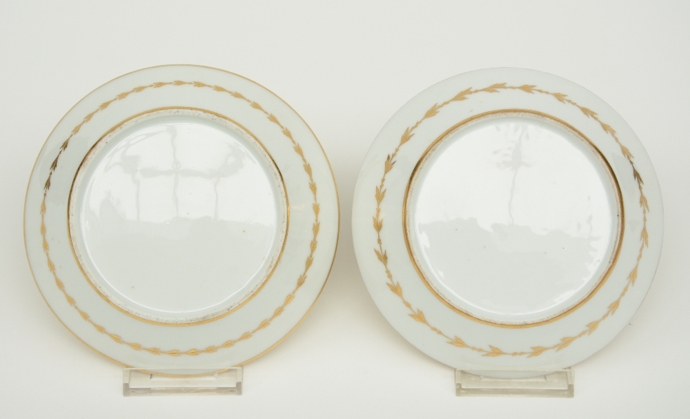 A rare pair of polychrome decorated Biedermeier period cups and saucers, about 1830, with a - Image 4 of 9