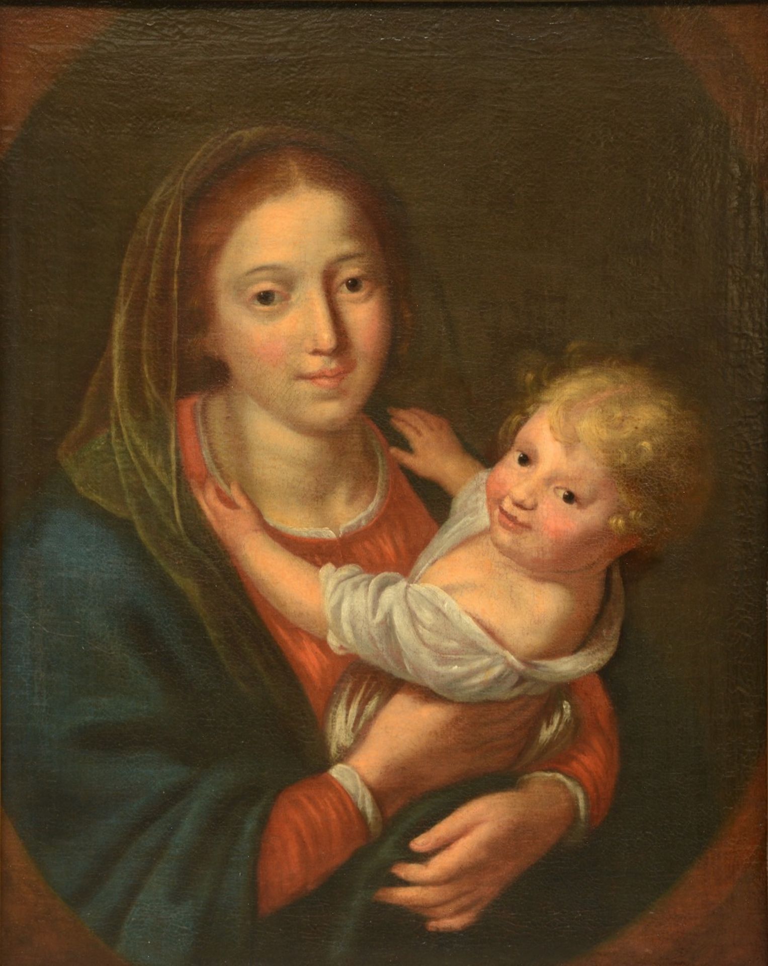 Unsigned (attr. to Cornelis Schut), mother and child, oil on canvas, late 17thC, 52 x 63,5 cm