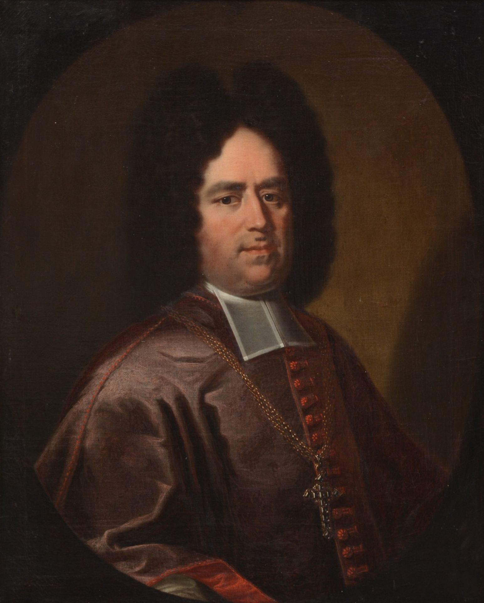 No signature, portrait of a higher clergyman, oil on canvas, first half 18thC, 68 x 84 cm