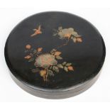 A Chinese gilt lacquered sweet meat box with a set of seven mille-fleurs decorated dishes and a