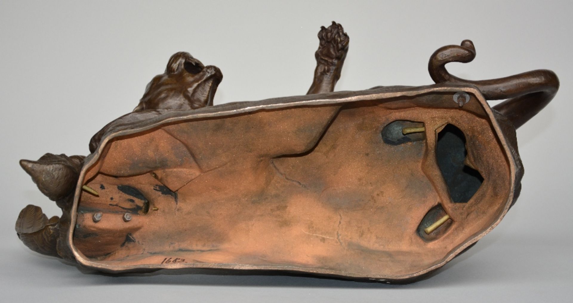 Bureau L., lioness and her kill, bronze, 19thC, H 31 - W 63,5 cm - Image 7 of 7