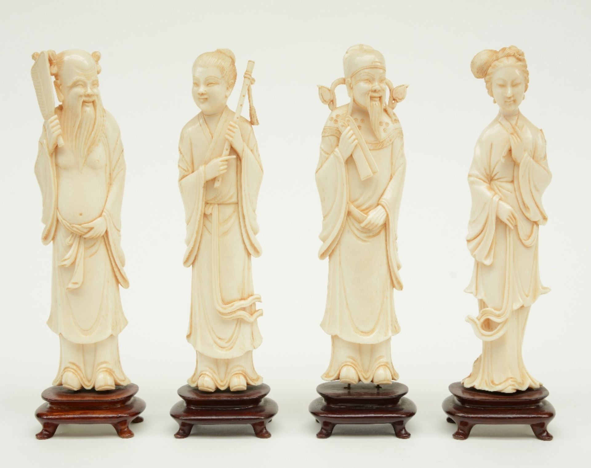 Series of the Chinese Eight Immortals, slightly tinted ivory, China, first quarter 20thC, H 23,3 - - Bild 4 aus 7