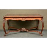 A LXV-style carved oak table, H 75,5 - W 149 - D 101 cm