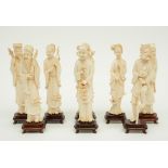 Series of the Chinese Eight Immortals, slightly tinted ivory, China, first quarter 20thC, H 23,3 -