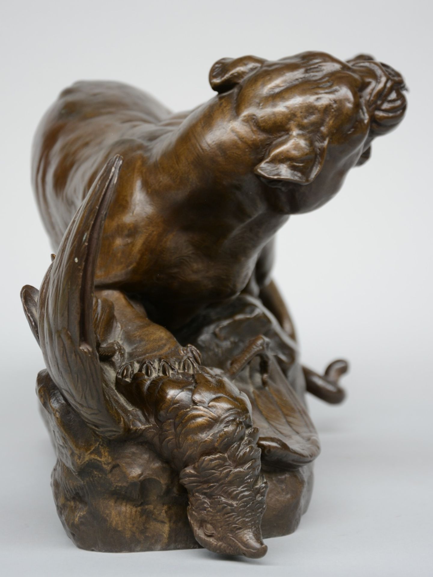 Bureau L., lioness and her kill, bronze, 19thC, H 31 - W 63,5 cm - Image 4 of 7