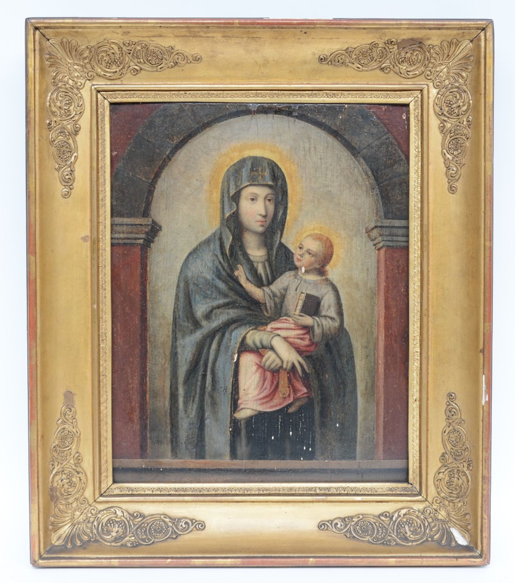 Unsigned, Madonna with Child, oil on panel, 17thC, 30 x 37,5 cm - Image 2 of 3