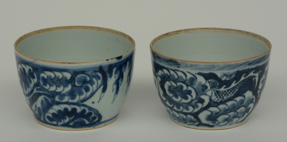 Two Chinese blue and white vases and a tea caddy, floral decorated, with silver mounts, 18th - - Image 14 of 16