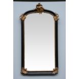 A Rococo style and period sculpted wood wall mirror, H 148 - W 83 cm