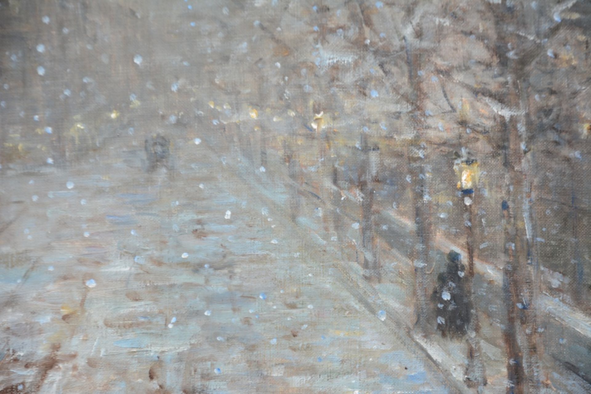 Lafont E.R., the cathedral of Notre Dame in Paris on a winter night, oil on canvas, 65,5 x 81,5 cm - Image 5 of 6