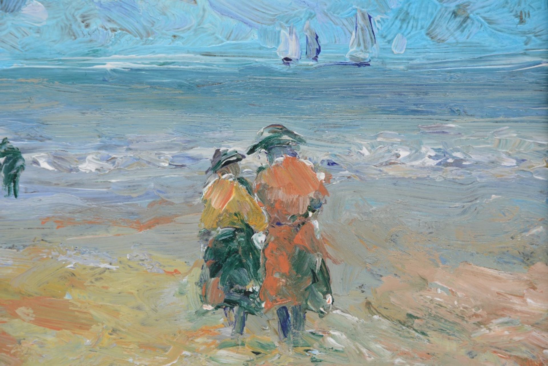 Renard P., figures on the beach, oil on cardboard, 21,5 x 29 cm - Image 4 of 5