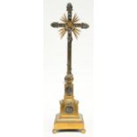 A rare brass ormolu crucifix with silver Corpus Christi and ditto ornamental parts, late 18th -