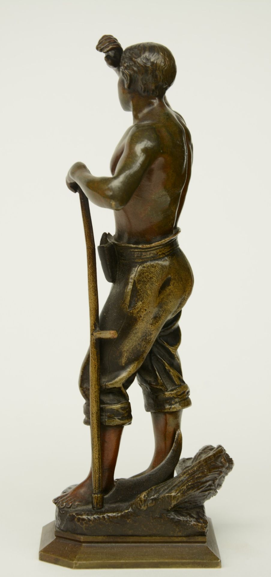 Causse J., patinated bronze sculpture depicting a mower, H 20 cm - Image 2 of 7