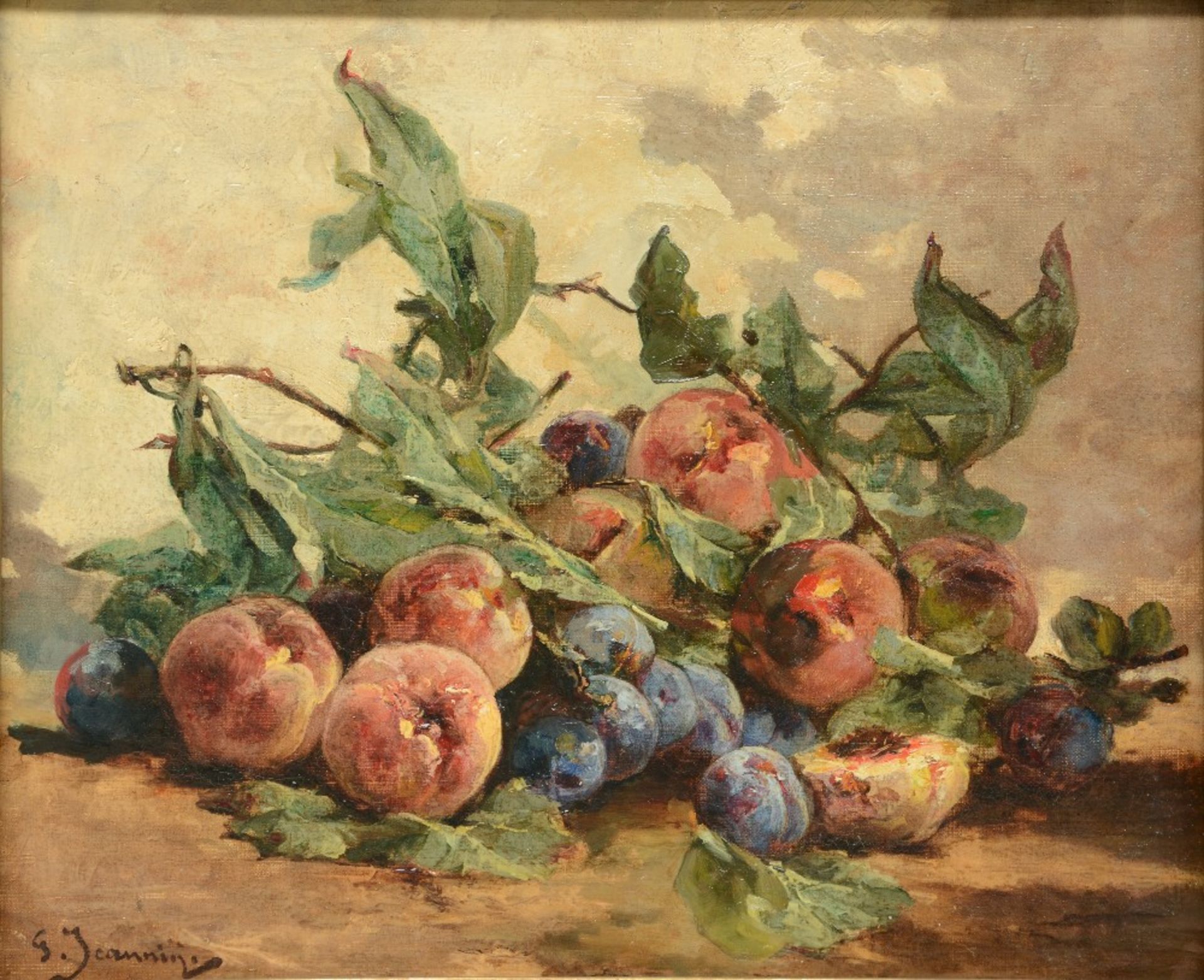 Jeannin G., a still life with fruits, oil on canvas, second half of the 19thC, 49,5 x 64,5 cm
