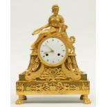 A second quarter of the 19thC ormolu bronze mantel clock said 'à sujèt', depicting an allegory of