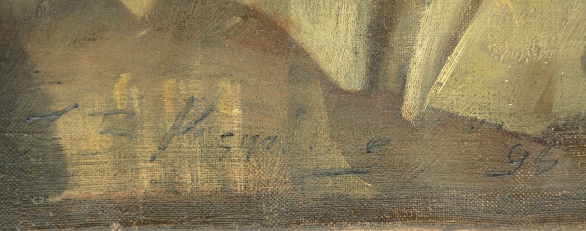 Kennington Th. B., a thrilling novel, oil on canvas, dated (18)96, 71 x 91,5 cm - Bild 6 aus 6