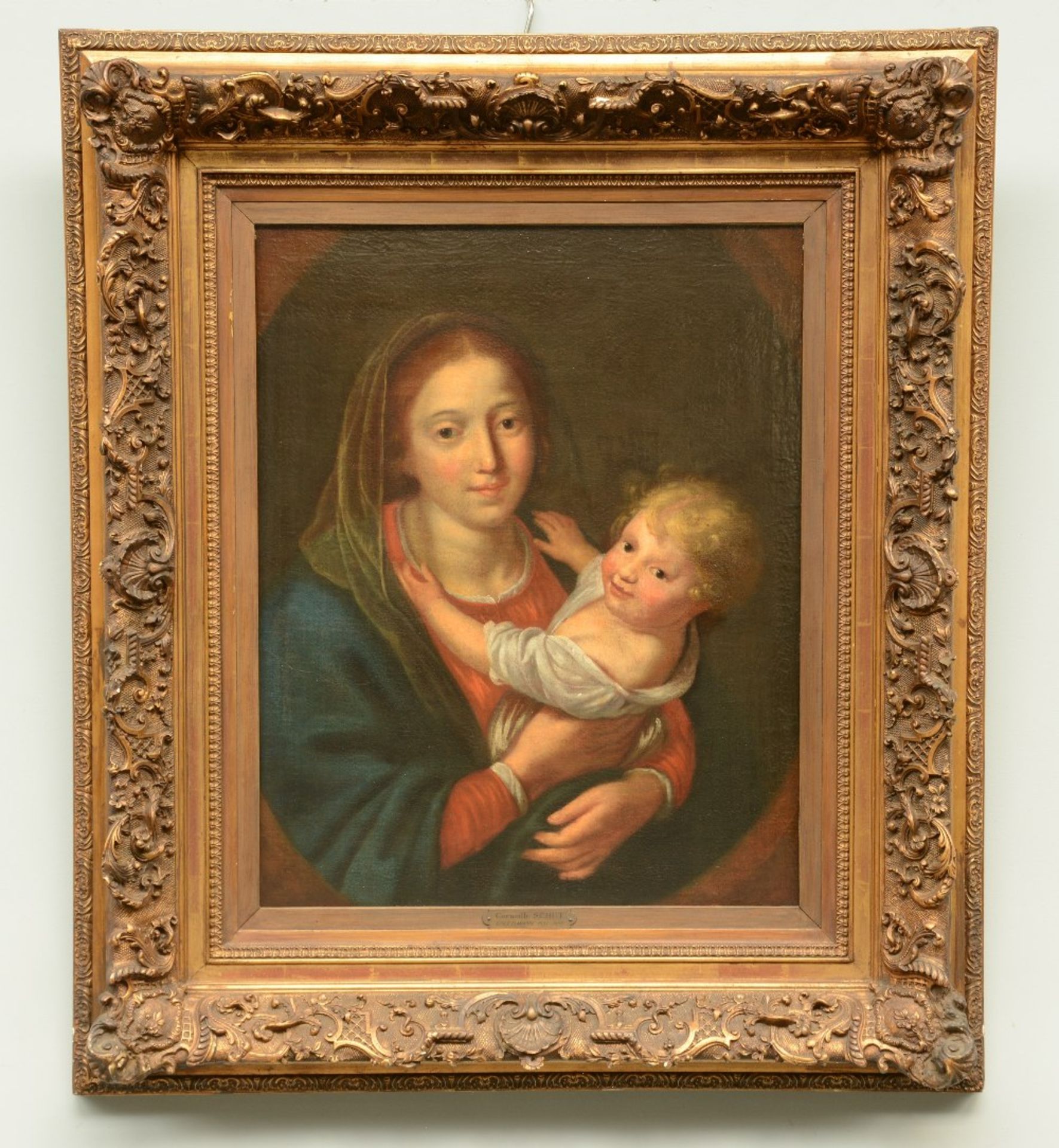 Unsigned (attr. to Cornelis Schut), mother and child, oil on canvas, late 17thC, 52 x 63,5 cm - Bild 2 aus 5