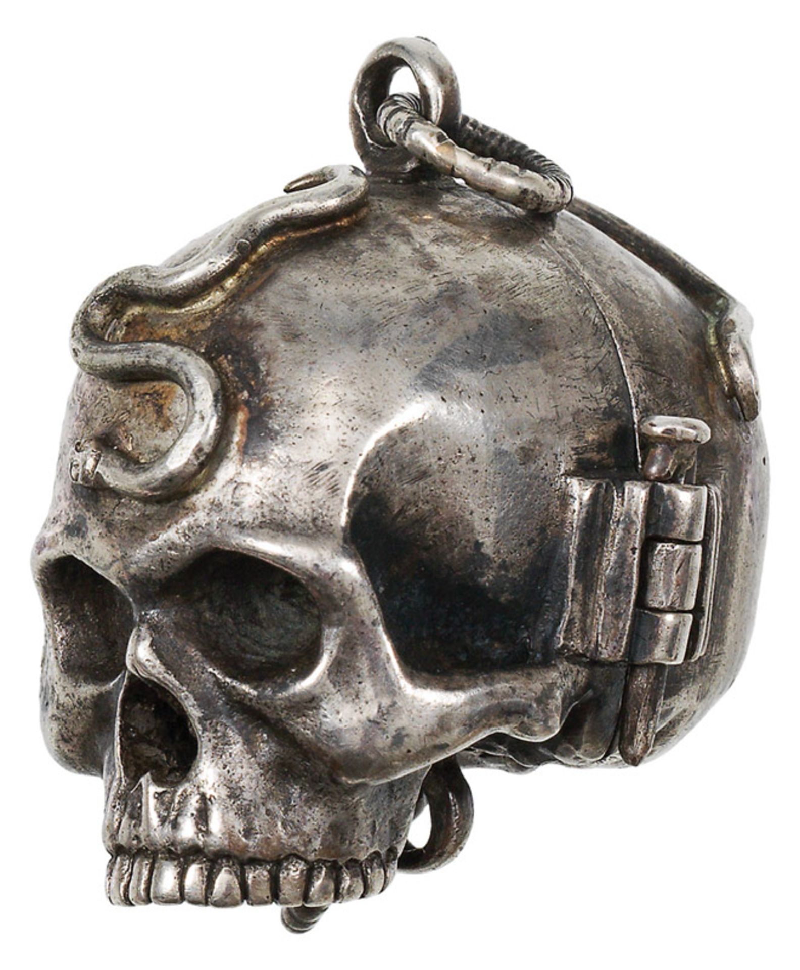 Scent capsule "Memento-Mori", South German, 18th century silver; h. 3.5 cmViennese private