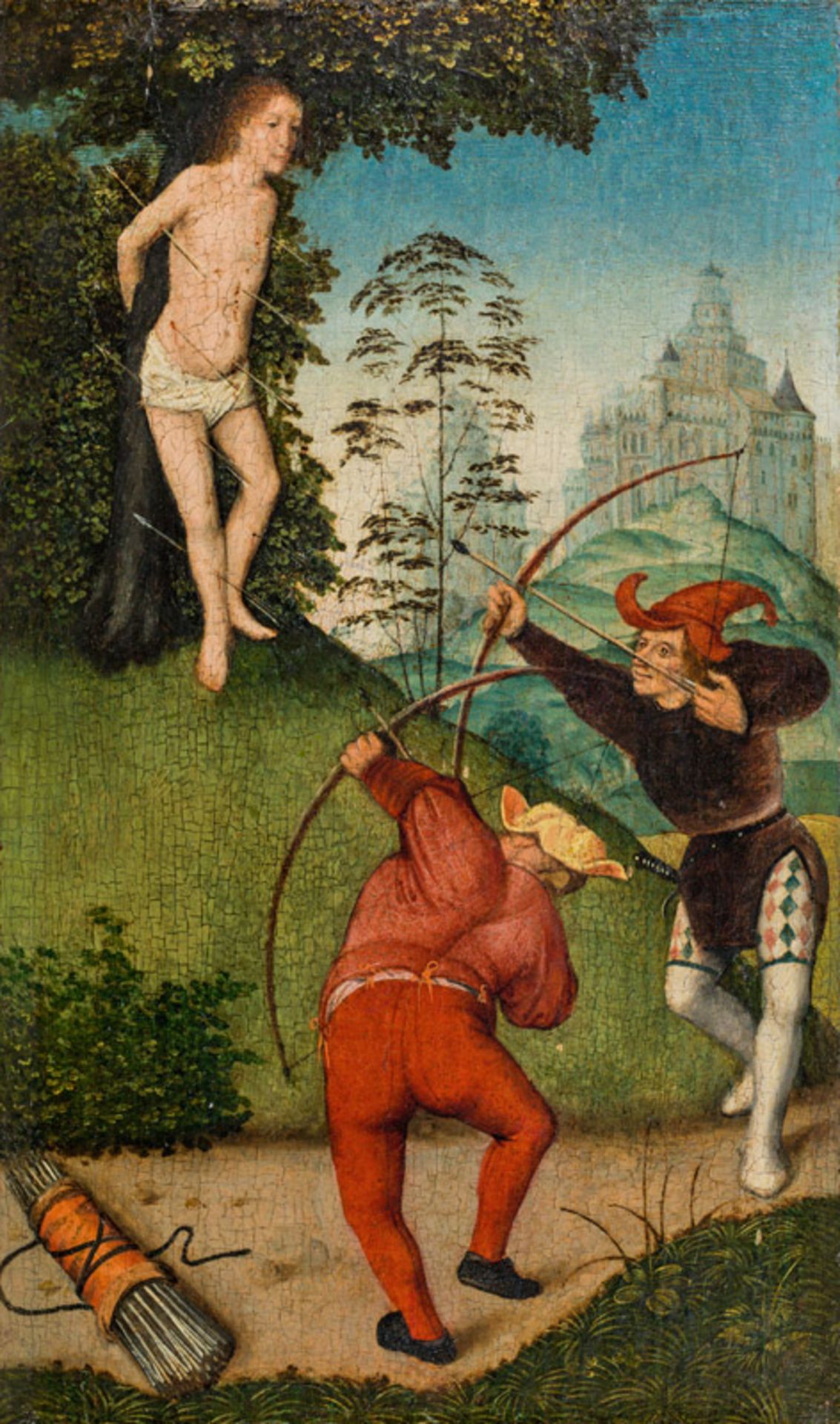 Flemish SchoolSaint Sebastian in a landscape, 16th century oil on panel; 16 × 25.5 cmAustrian