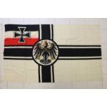 Reichskriegsflagge des Deutschen Reiches 1903-1921, Maße: 195 cm x 110 cm, Stempelung am oberen