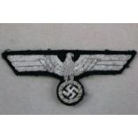 Dritte Reich, Uniform Brustadler für Offiziere, Metallfaden handgestickte Ausführung. Rückseitig mit