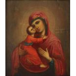 Heiligenbild Russland Anfang 19 Jh., Mutter Gottes mit dem Jesuskind, Tempera auf Holz,