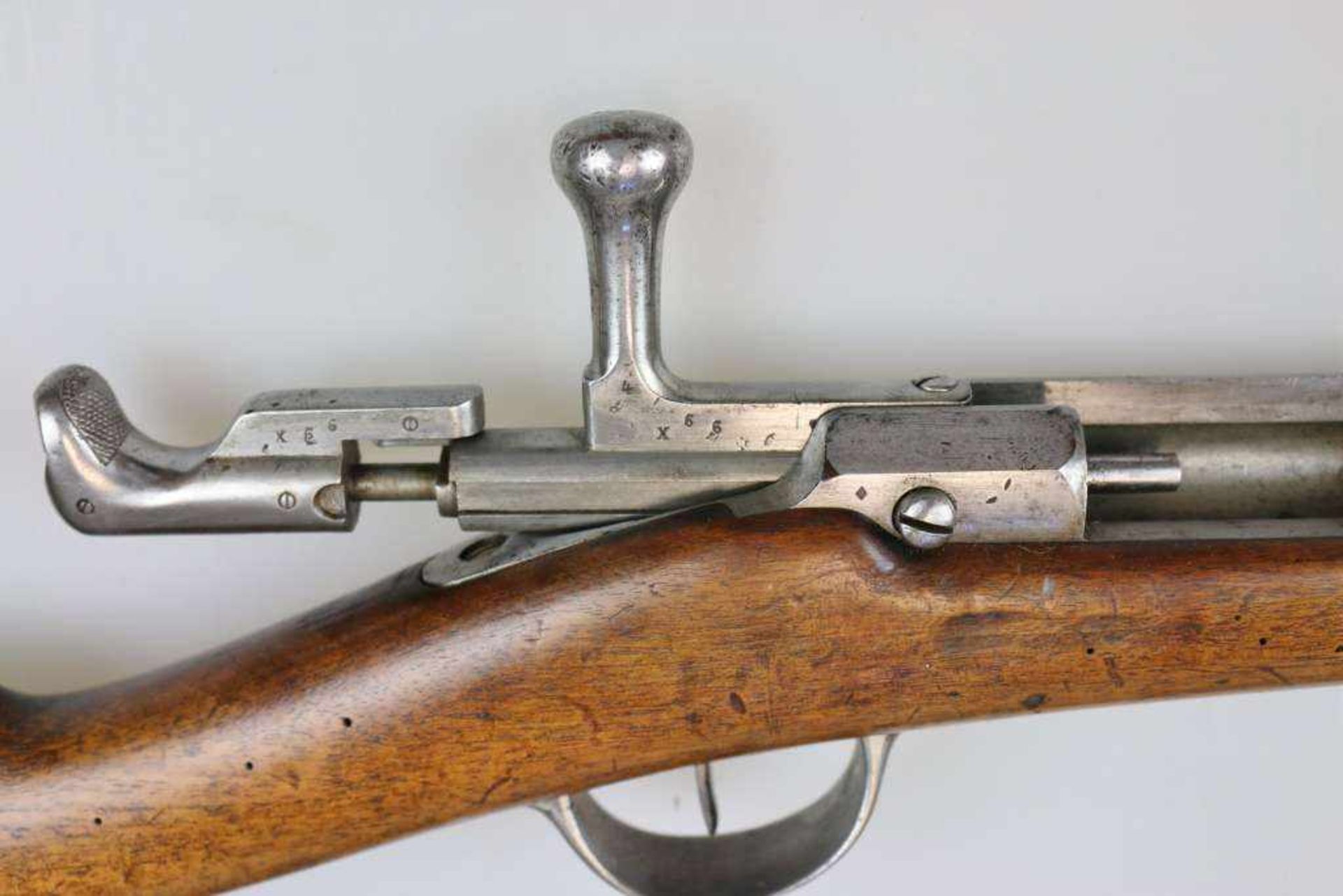 Chassepot-Zündnadelgewehr M 1866, Kal. 11 mm mit Yatagan-Bajonett. Am Schloß gestempelt "Manufacture - Bild 7 aus 10