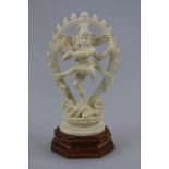 Elfenbein/Bein Figur Indien um 1900, Darstellung der vierarmiger Shiva tanzend auf dem Dämon der