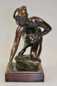 Emil Cauer (1867 Bad Kreuznach - 1946 Gersfeld), Bronze "Wasserschöpferin", um 1900. Knieender