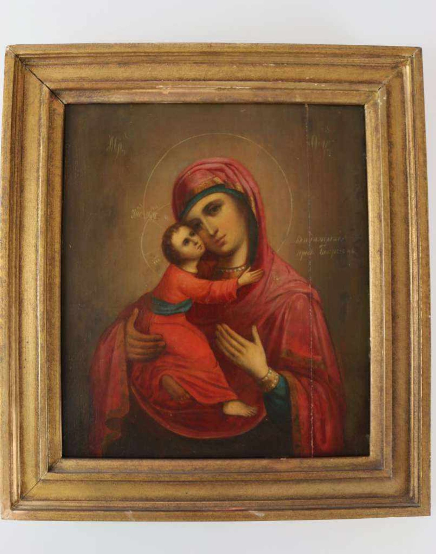 Heiligenbild Russland Anfang 19 Jh., Mutter Gottes mit dem Jesuskind, Tempera auf Holz, - Bild 2 aus 4