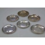 6 Sterling-Silberteller, gestempelt, runde, flache Form mit glattem Spiegel. Fahne mit doppeltem