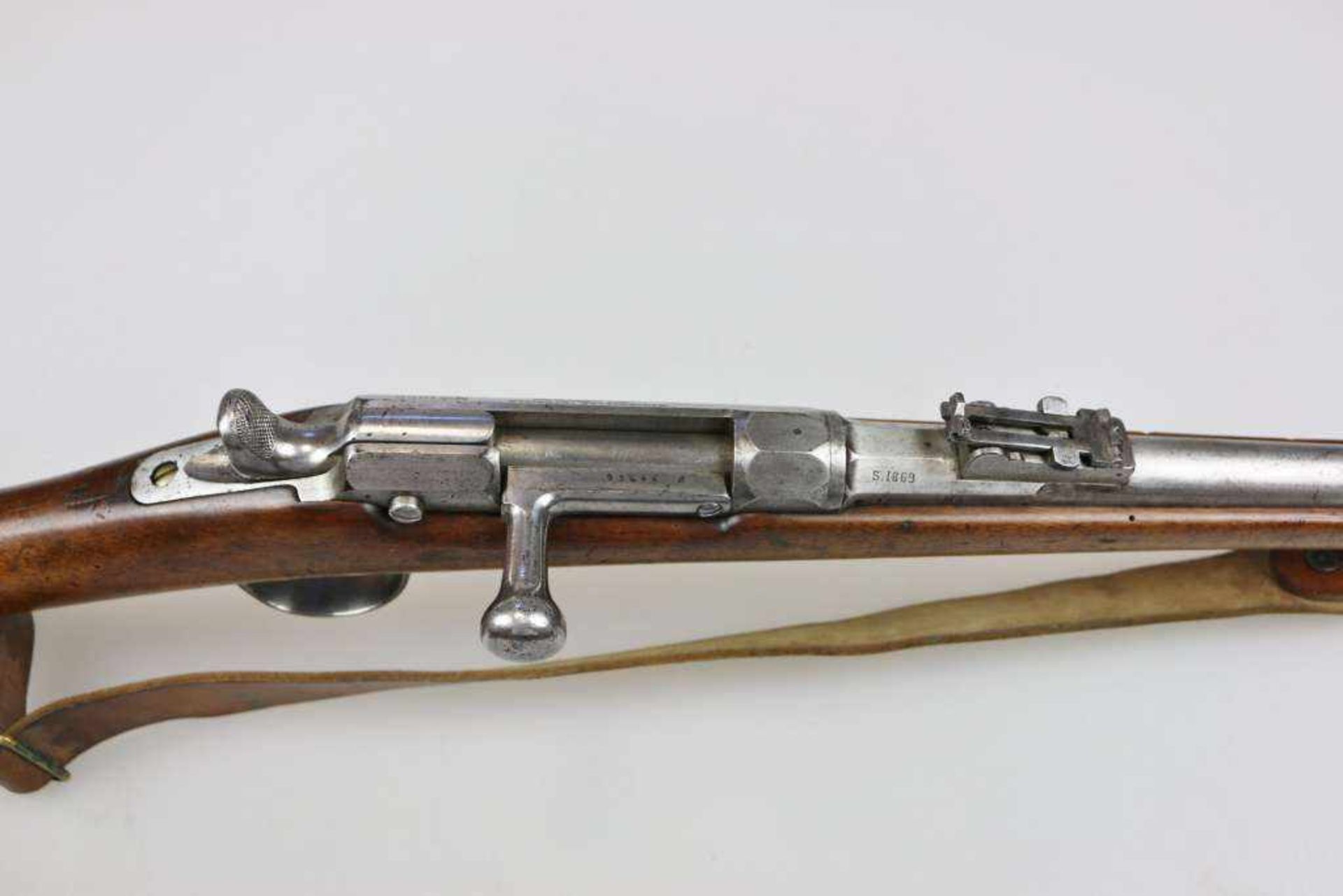 Chassepot-Zündnadelgewehr M 1866, Kal. 11 mm mit Yatagan-Bajonett. Am Schloß gestempelt "Manufacture - Bild 4 aus 10