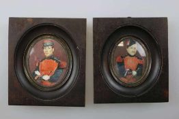 Zwei ovale Miniaturbilder Ende 19. Jh., mit Darstellung des Brigadier Antoine Schaffret, Dragoner