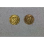 2 Goldmünzen 10 Kronen Österreich Kaiser Franz Joseph, Bruttogewicht: je 3,387 g, Feingehalt: 900/