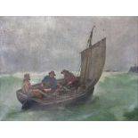 Georges Jean Marie HAQUETTE (1854-1906), Fischerboot in rauer See, Öl auf Leinwand, signiert unten
