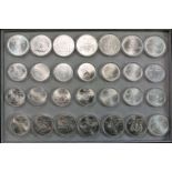 Kanada Silber-Gedenkmünzen, Komplettsatz "OLYMPIADE MONTREAL" 1976. 14 X 10 Dollar Münzen sowie 14 X