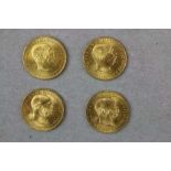 4 Goldmünzen 20 Kronen Österreich Kaiser Franz Joseph 1915, Bruttogewicht: je 6,775 g, Feingehalt: