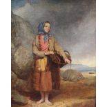 Isaac HENZELL (1823-1875), "Schottisches Fischermädchen mit Staffage", Öl auf Leinwand, signiert und