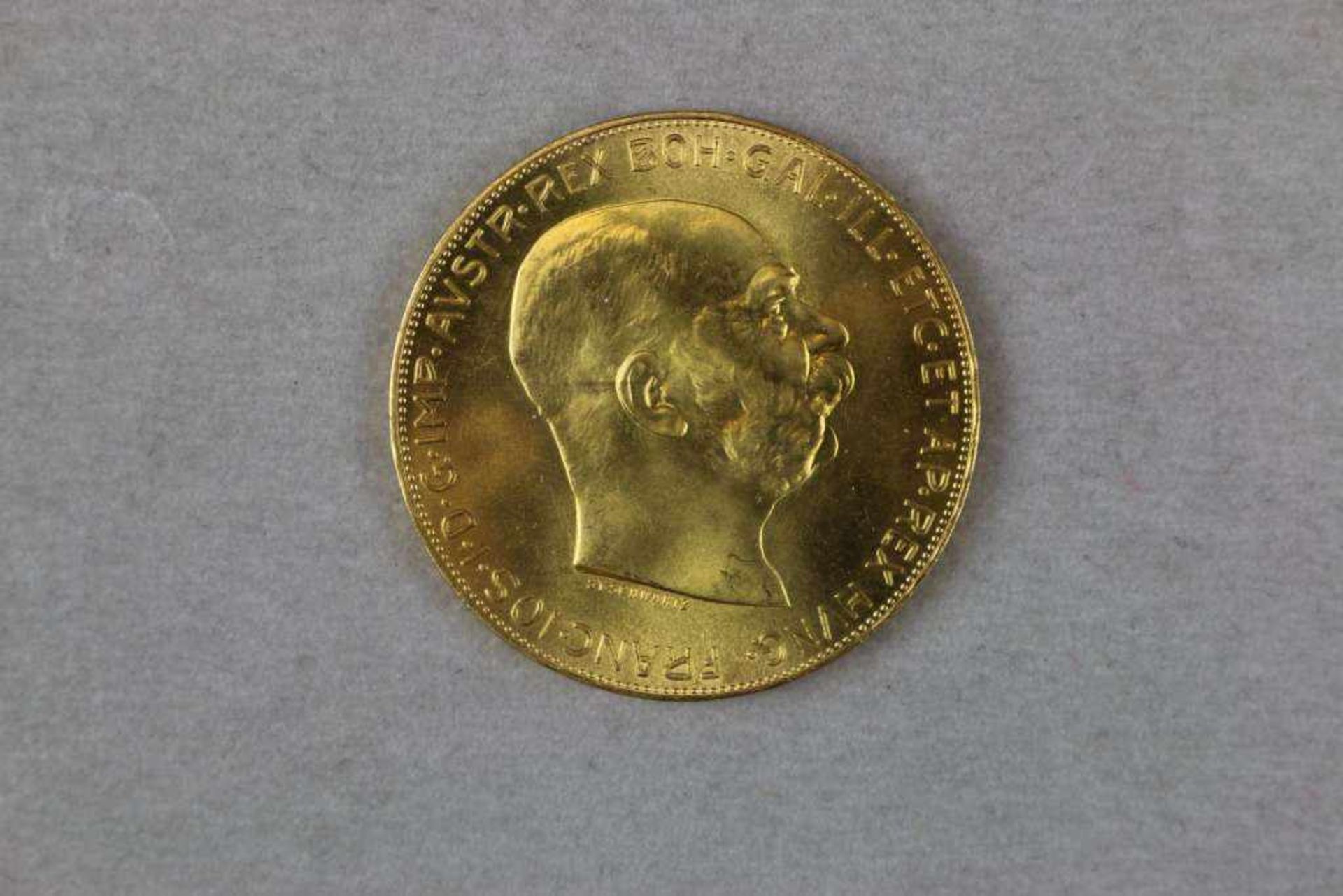 Goldmünze 100 Kronen Österreich Kaiser Franz Joseph 1915, Bruttogewicht: 33,875 g, Feingehalt: 900/