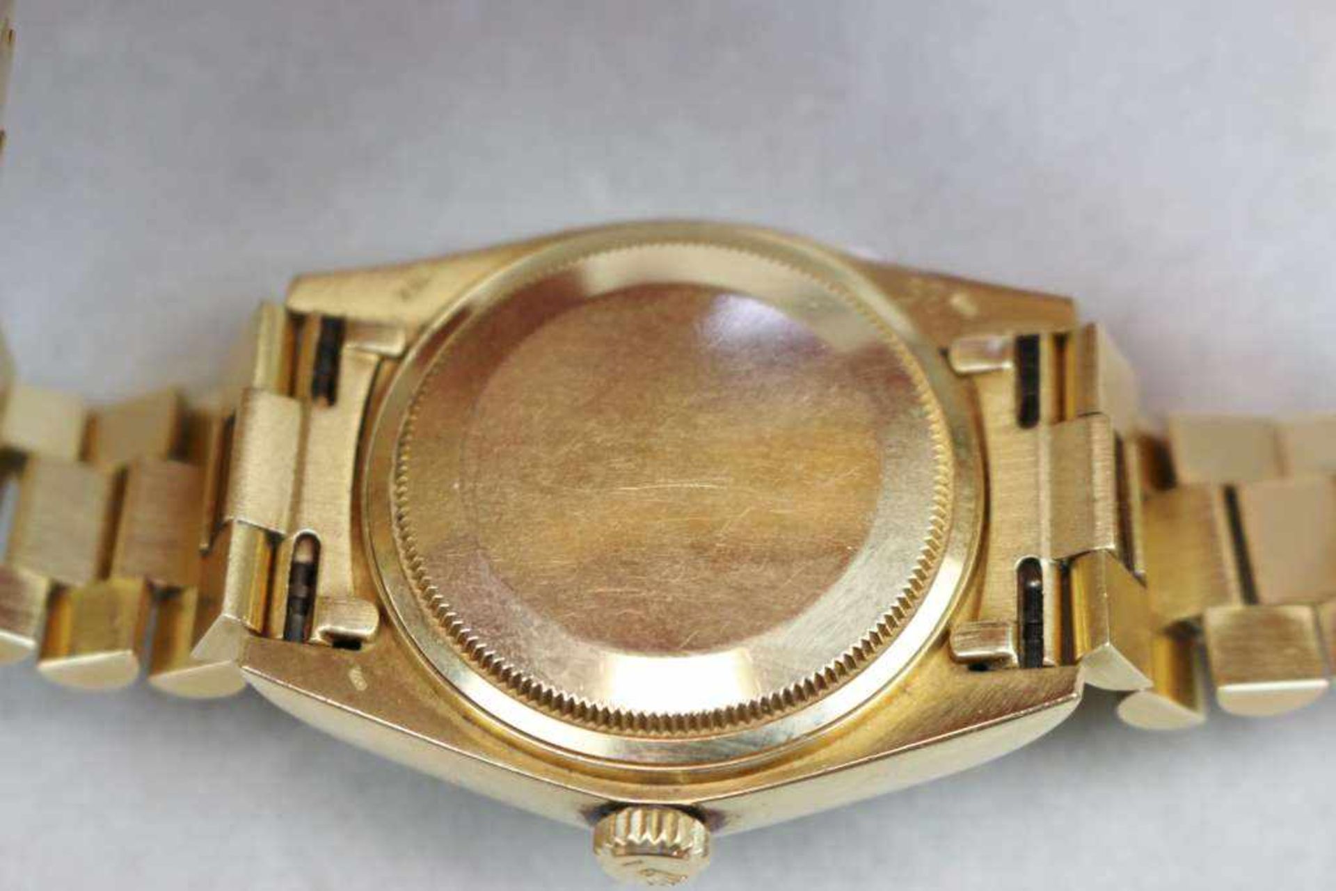Rolex Herrenarmbanduhr "Oyster Perpetual Day-Date" mit champagnerfarbenem Diamant-Zifferblatt, - Bild 5 aus 8